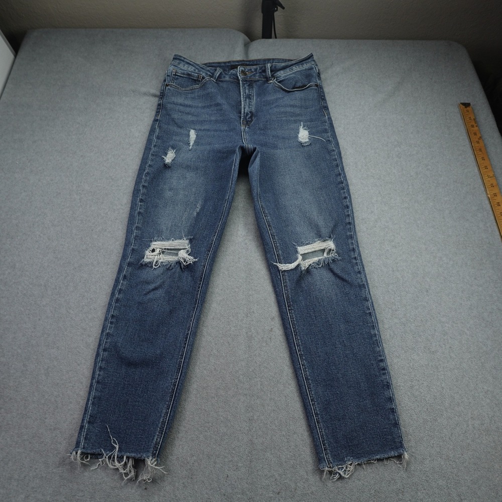 Women’s Straight Leg Ripped Jeans - Blue